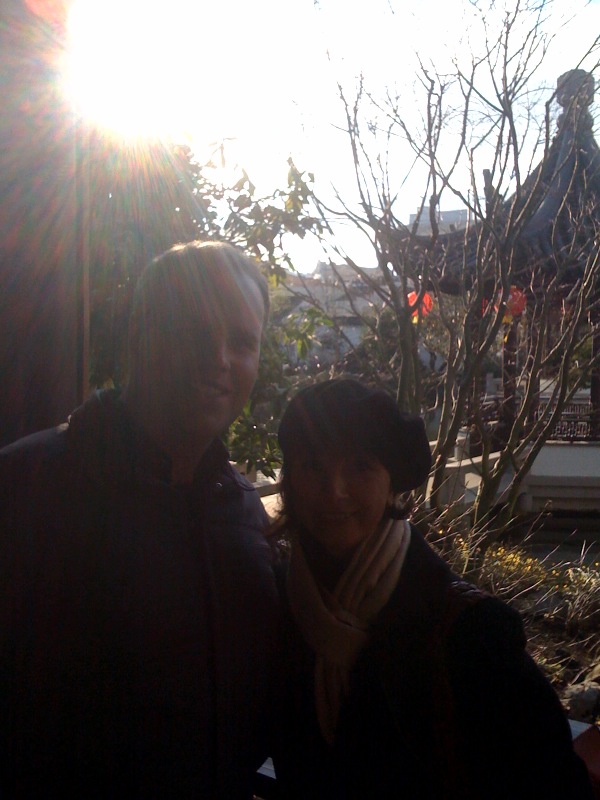 Brian sent this photo of the two of us takan at the Chinese Garden by Portland artist Nick Grainger. 
