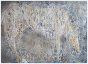 Lung Ta (Wind Horse) oil stick on vellum 2007 by Julianna Paradisi